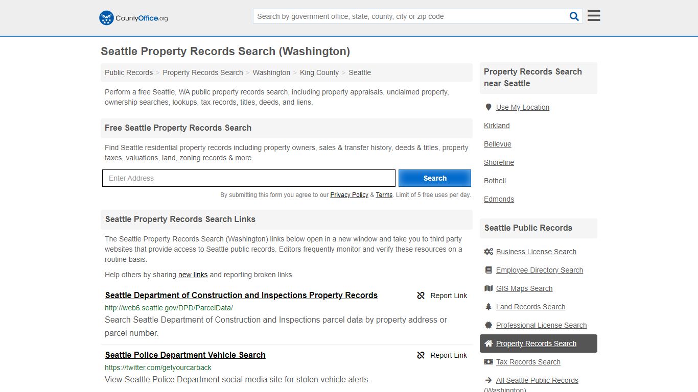 Seattle Property Records Search (Washington) - County Office